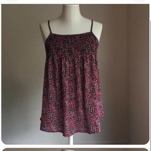 Loft - black and pink pleated cami